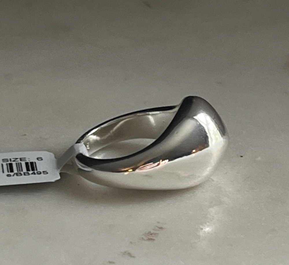 J Crew Sculptured Orb Dome Ring Silver Mirror Tone Size 6 Chunky Cocktail